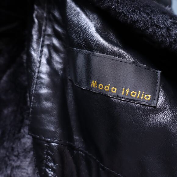 MODA ITALIA Lambskin and Shearling Coat Off-Center Shawl Collar Women's M - Picture 8 of 11